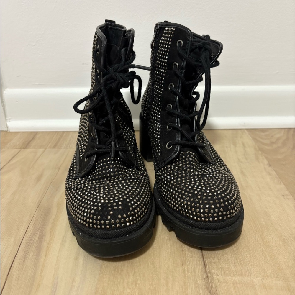 Madden Girl Black Studded Ankle Boots